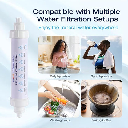 H&G Lifestyles Remineralization Filter,Mineral Water Filter 1,500 Gallons | Water Remineralizer for Reverse Osmosis with 1/4" Quick Connect Thread, Restore Essential Minerals for RO Water System