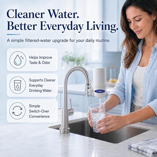 Crystal Quest Faucet-Mount Water Filtration System, ISO Certified 6-Stage Filtration, No-Wait Filtering, Removes Chlorine & Heavy Metal, 2000-Gallon Capacity, Easy Kitchen Faucet Installation - White