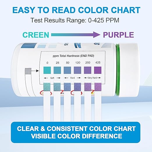 Water Hardness Test Kits - Hard Water Test Kits for Drinking Water Well Hot Tub Spa Swimming Pool Dishwasher Water Softener - Quick & Accurate Water Hardness Test Strips for Calcium, Magnesium