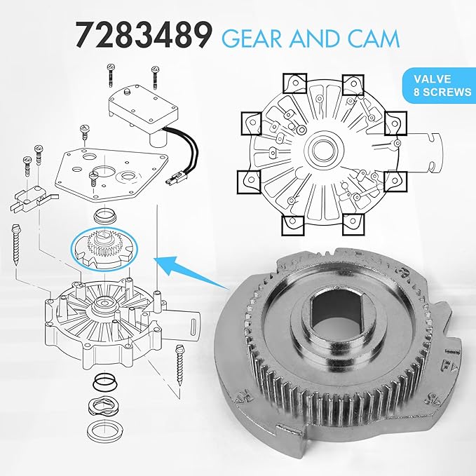 7283489 Model Water Softener OEM Accessory - Cam and Gear Kit for High-Flow 1-Inch Water Softeners - Ensuring a Smooth Water Flow Experience