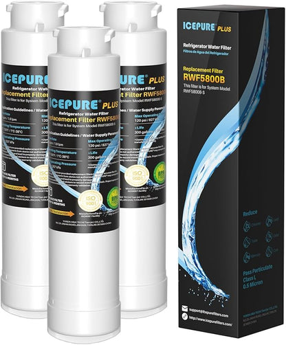 ICEPURE PLUS RWF5800B Replacement for Frigidaire EPTWFU01 EWF02, PureSource Ultra 2, Pure Source Ultra II, SCWFTCTO, GP006, MR022, JO22, BO022, DE022, TH-01, 1007, Refrigerator Water Filter, 3PACK