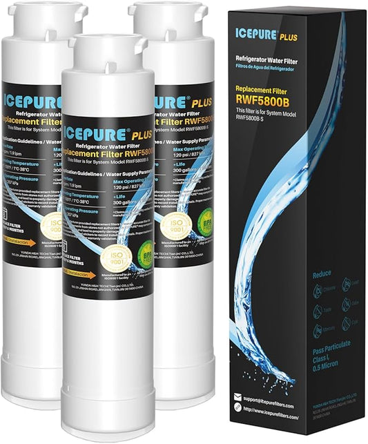 ICEPURE PLUS RWF5800B Replacement for Frigidaire EPTWFU01 EWF02, PureSource Ultra 2, Pure Source Ultra II, SCWFTCTO, GP006, MR022, JO22, BO022, DE022, TH-01, 1007, Refrigerator Water Filter, 3PACK