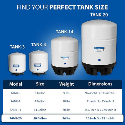 APEC TANK-20 20 Gallon Pre-pressurized Reverse Osmosis Water Storage Tank