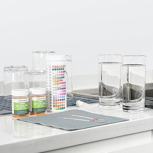 Restaurantware Instant Multiple-Use Water Test Kit 100 Count 17-in-1 Water Test Kit, 2 Bacteria Tests, For Tap & Well Water, Chlorine Testing Strips, Tests For Lead, Bacteria, Hardness, Fluoride