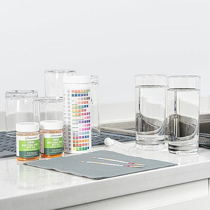 Restaurantware Instant Multiple-Use Water Test Kit 100 Count 17-in-1 Water Test Kit, 2 Bacteria Tests, For Tap & Well Water, Chlorine Testing Strips, Tests For Lead, Bacteria, Hardness, Fluoride
