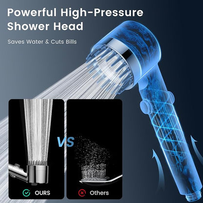 Filtered Shower Head with Handheld with 2PCS Filters, High Pressure 4 Spray Modes Showerhead with Filters, Water Softener Filters for Hard Water 59" Hose