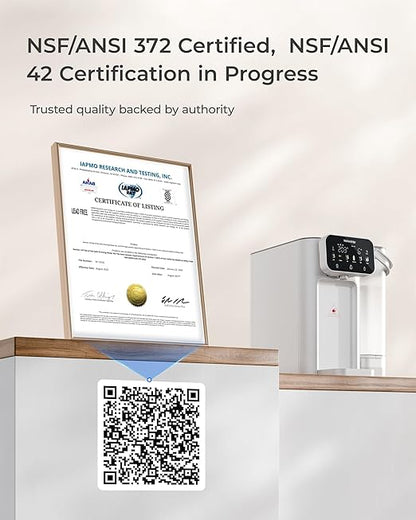 Waterdrop CT01 Countertop Water Filter System, Hot and Cold Water Dispenser with 6-Stage Filtration[𝐍𝐎𝐓 𝐑𝐎], 5 Temperature Options, Upgraded Product for Water Boiler, Touchscreen, White