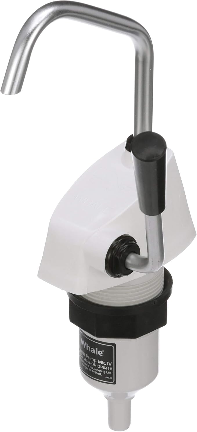 Whale Flipper Pump Mk 4 Hand-Operated Galley Water Pump, GP0418 | 1/2-Inch Flexible Hose Connection, Fresh or Saltwater, Up to 1.9 GPM