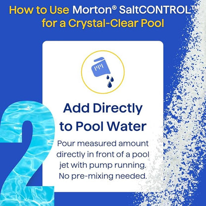 Morton SaltCONTROL | 5-in-1 Pool Enhancer for pH Balance, Scale Prevention & Water Clarity | Compatible with All Pool Types | Weekly Use | 32oz