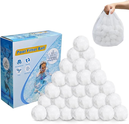 1.5 Lbs Pool Filter Balls for Sand Filter,Reusable Eco-Friendly Sand Filter Balls Equals 50 lbs Pool Filter Sand (1.5 Lbs,White)