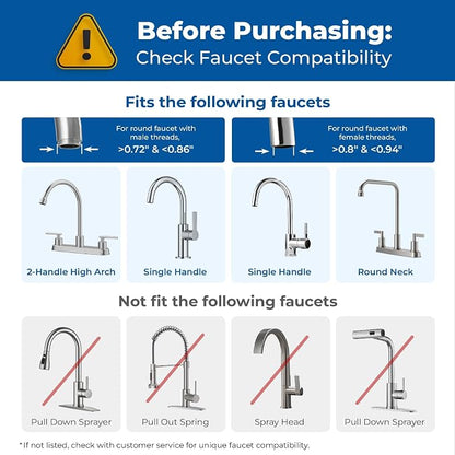 Waterdrop FC-06 Water Filter for Sink Faucet with 4 Filters | Reduce Chlorine, 360° Rotating Stainless Steel, NSF Certified Faucet Water Filter for Kitchen Sink, 1 Year Long Life