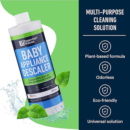 Essential Values Baby Appliance Descaler - Descaling Solution Compatible with Baby Brezza Philips Avent - Descale Your Appliances - Citric Acid Descaler 16 fl oz