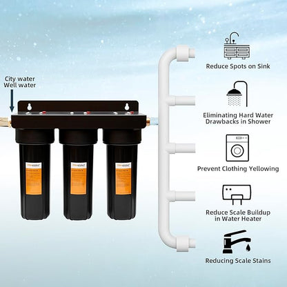 RV Water Filter System,Leak-Free Brass Fittings, Three Filters Included Reduces Sediment,rv Water Filter,Chlorine,Bad Taste and Odors,Suitable for RVs,Boats,Farming & Gardening