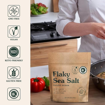 Organic Flaky Sea Salt - Gourmet Flakes, Hand Harvested - 4oz Pouch