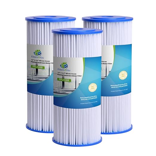 CFS 10 x 4.5 Pleated Water Filter Cartridges Compatible with HDX4PF4 | Well Water & Whole House Sediment Pleated Water Filters for FXHSC R50-BB WFHDC3001 W50PEHD GXWH40L GXWH35F