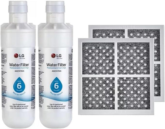 LG LT1000P2 & LT120F 2-Pack Bundle | Replacement Refrigerator Water & Air Filters | 200 Gallon Water Filter Capacity (NSF42, NSF53, and NSF401)