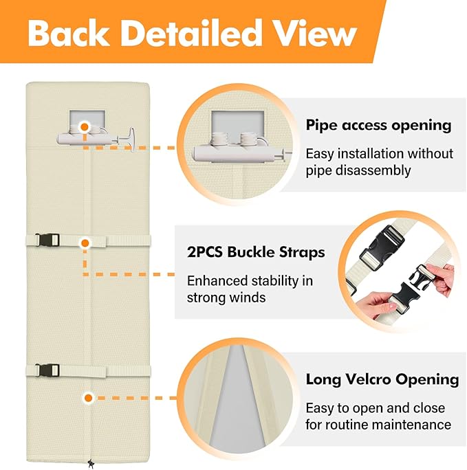 Water Softener Cover Insulated, 3 Layers Insulation Heavy Duty Protection Cover for WHES30E / WHES40E Grain Softener and 350/420 Water Softener, 16x21x48in, Beige