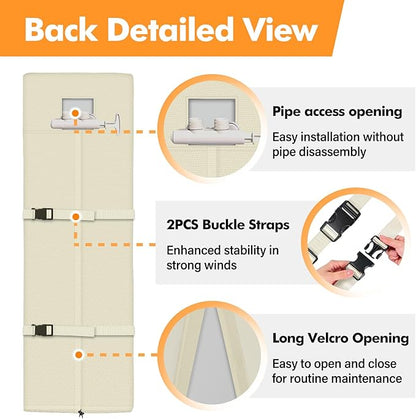 Water Softener Cover Insulated, 3 Layers Insulation Heavy Duty Protection Cover for WHES30E / WHES40E Grain Softener and 350/420 Water Softener, 16x21x48in, Beige
