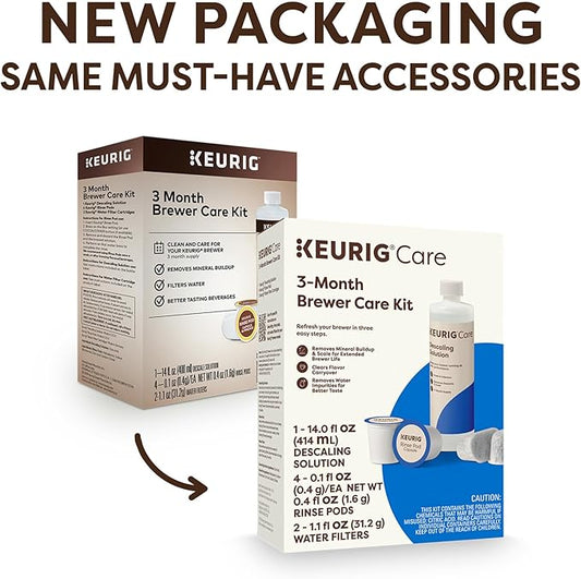 Keurig 3-Month Brewer Maintenance Kit Includes Descaling Solution, Water Filter Cartridges & Rinse Pods, Compatible Classic/1.0 & 2.0 K-Cup Coffee Makers, 7 Count