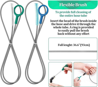 Feekoon Reservoirs Backpack Accessories Hydration Bladder Cleaning Kit with Flexible Long Brush for Hose, Small Bite Valve and Big Brush, Drying Collapsible Bladder Frame, Carrying Pouch