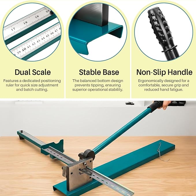 DIN Rail Cutter with Double Groove Dual-Scale Ruler, Precision Tool for Aluminum, Steel, Iron Rails