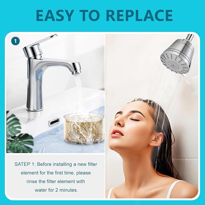 Replacement Shower Filter for Wall-mounted showerhead,Compatible with Sprite Slim-Line (SLC) Shower Head Cartridge,for Hard Water Remove Chlorine and Harmful Substances.(4 Pack)