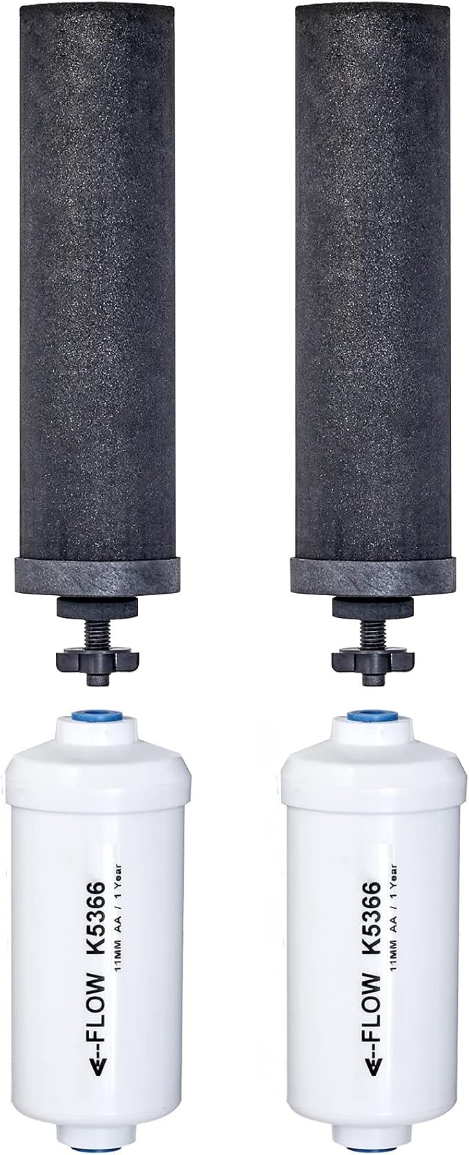 Set of 2 Berkey Authentic Black Berkey Elements (BB9-2) and 2 PF-2 Fluoride Reduction Elements - Combo Pack