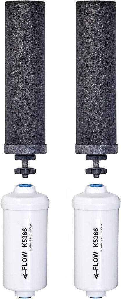 Set of 2 Berkey Authentic Black Berkey Elements (BB9-2) and 2 PF-2 Fluoride Reduction Elements - Combo Pack