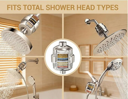 25-Stage Shower Filter with Enhanced KDF, Reduces Scale Buildup, Revitalizes Hair, Skin & Nails. Softens Hard Water, Removes 99% Lead, Chlorine, Fluoride & Harmful Chemicals. High-Output Flow, Chrome