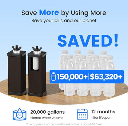 Purewell 4-Stage Composite Carbon Filter for Chlorine & PFAS Reduction, 2X Thick Walls, Up to 20,000 Gallons, Compatible with Berlkey, ProOne & Purewell Gravity Systems (2 Pack, SS Series, PF-6-PFAS)