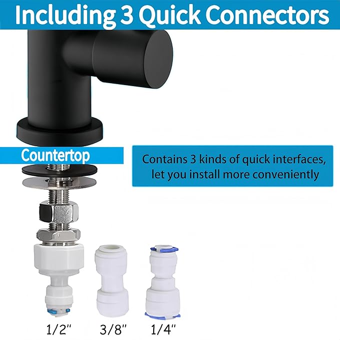 Black Water Filter Faucet - 100% Lead-Free RO Faucet, 360° Swivel Drinking Water Faucet for Kitchen Sink, Compatible with Reverse Osmosis & Under Sink Filtration Systems