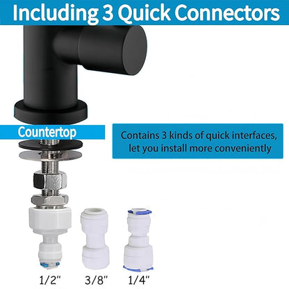 Black Water Filter Faucet - 100% Lead-Free RO Faucet, 360° Swivel Drinking Water Faucet for Kitchen Sink, Compatible with Reverse Osmosis & Under Sink Filtration Systems