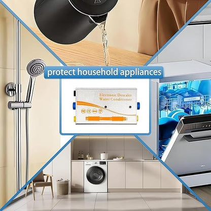 Electronic Water Descaler System, Whole House Water Softener Alternative, No Salt, Limescale Prevention (Sliver)
