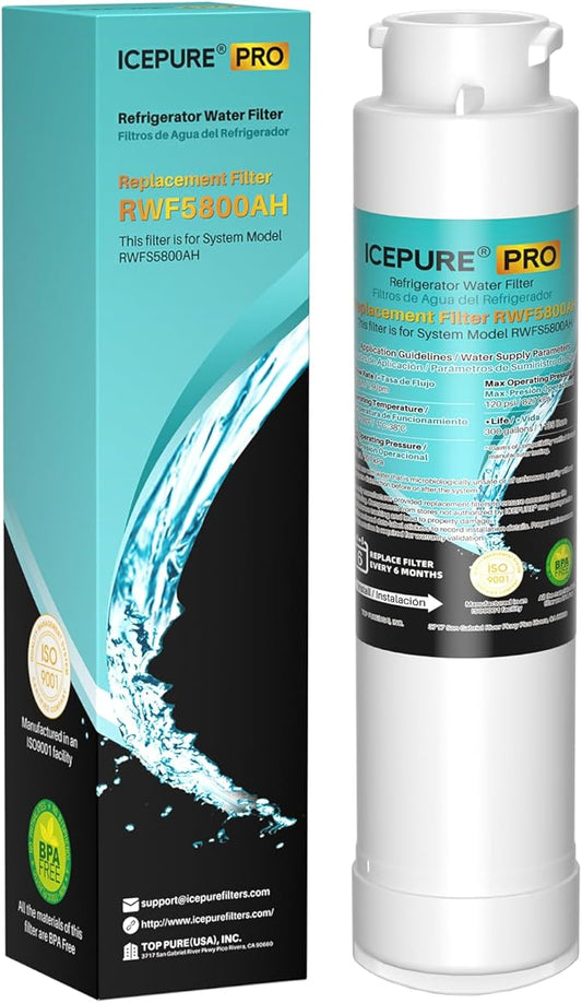 ICEPURE PRO RWF5800AH Replacement for Frigidaire EPTWFU01 EWF02, Pure Source Ultra II, PureSource Ultra 2, SCWFTCTO, GP006, MR022, JO22, BO022, DE022, TH-01, 1007, Refrigerator Water Filter, 1PACK