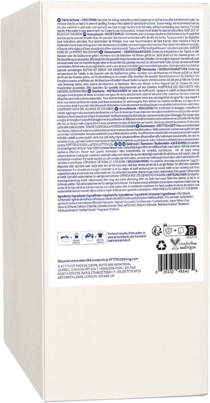 ATTITUDE Liquid Fabric Softener Refill, Plant-Based & Vegan, HE Compatible, Naturally Derived, Citrus Zest Scent, 80 Loads, 67.6 Fl Oz
