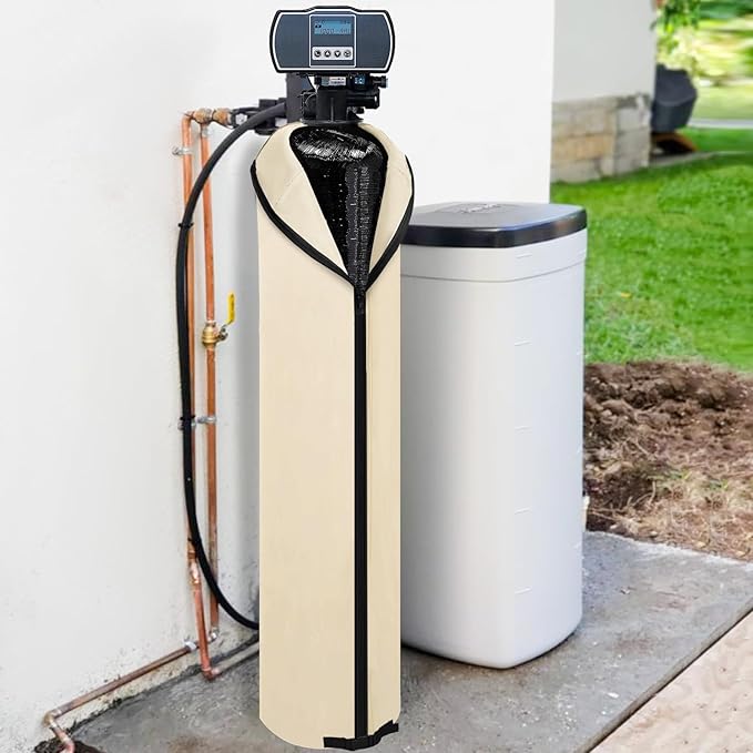 Bitubi Water Softener Neoprene Sweat Jacket, Outdoor Water Softener and Filter Tank Cover to Prevent Sweating, Water Softener Insulated Cover (12x52, Beige)