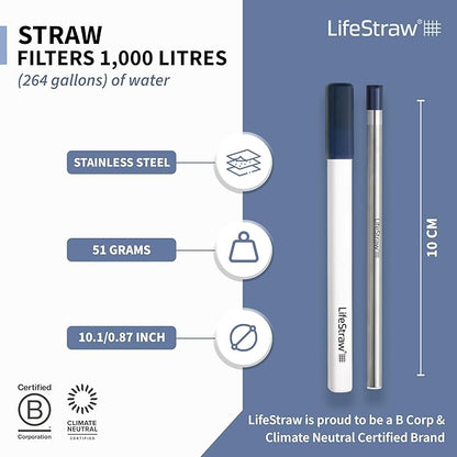LifeStraw Sip – Reusable Stainless Steel Water Filter Drinking Straw