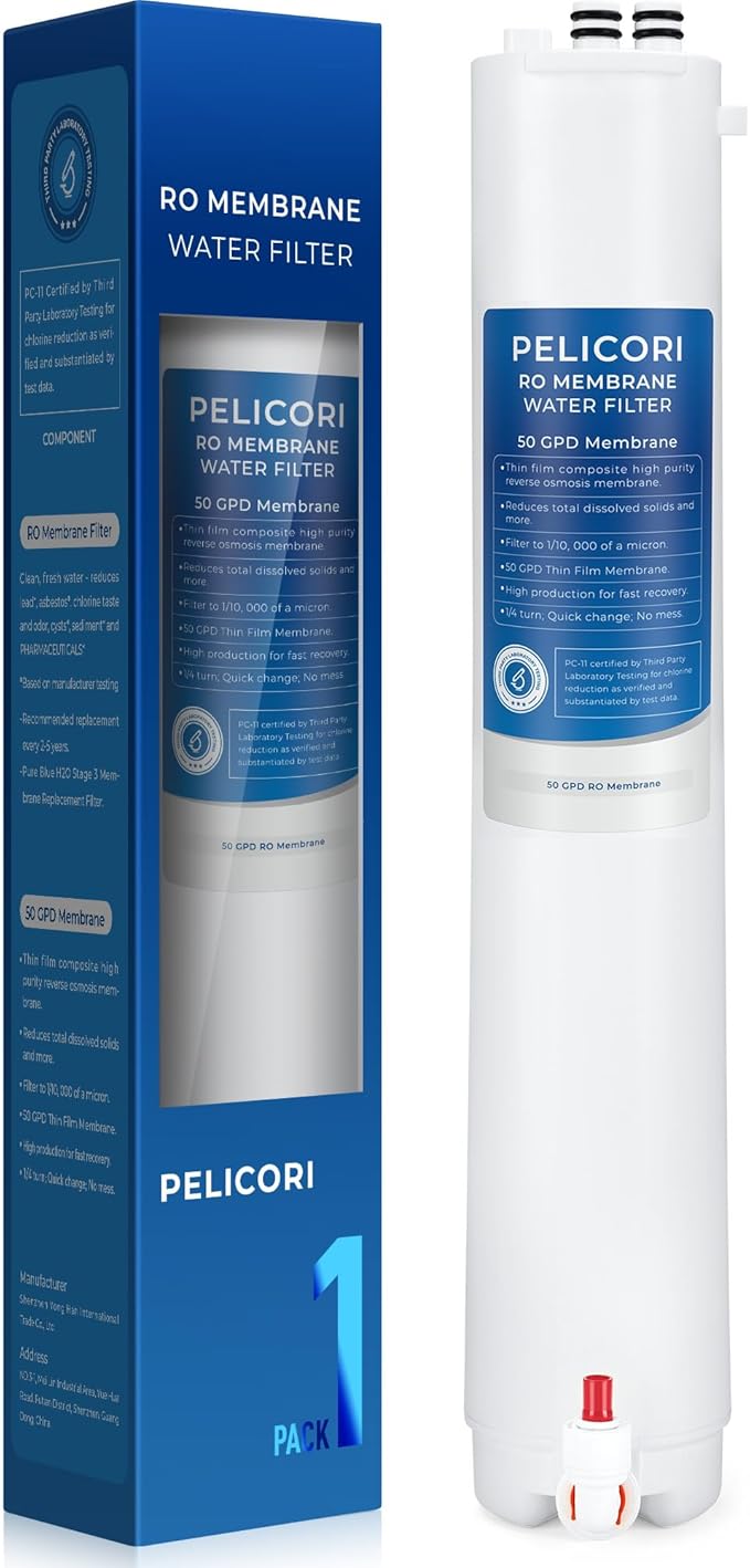H2O Stage 3 Membrane Replacement Filter, Compatible with Pure Blue H2O Stage 3 Membrane PB-TLRO3MC50T, 4 Stage PB‑TLRO4H50T Reverse Osmosis Water Filtration System (1 Pack)