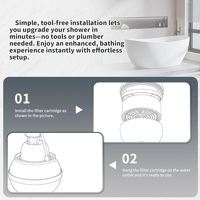 Replacement Filter Cartridge Compatible with Crystal Quest Bath Ball Filter System, Water Filter Refill for Bathtub Faucet, Reduces Chlorine and Sediments (3 Packs)