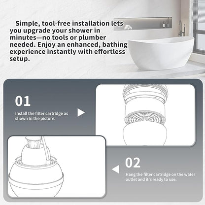 Replacement Filter Cartridge Compatible with Crystal Quest Bath Ball Filter System, Water Filter Refill for Bathtub Faucet, Reduces Chlorine and Sediments (3 Packs)