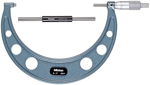 Mitutoyo 103-183, Outside Micrometer, 6-7" Measuring Range, 0.001" Graduation, +/-0.0002" Accuracy, High-Accuracy Thickness Measurement with Smooth Stop Control and Reliable Repeatability