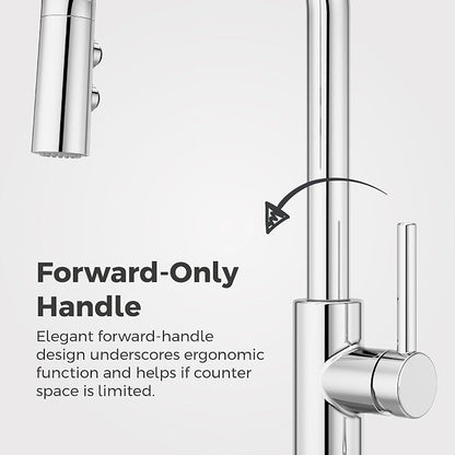 Pfister Zanna Kitchen Faucet with Pull Down Sprayer and Soap Dispenser, Single Handle, High Arc, NSF Certified, Polished Chrome Finish, F5297ZNRC