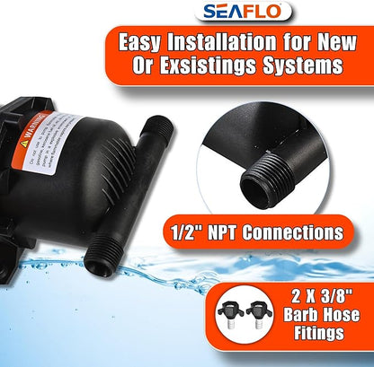 SEAFLO Accumulator Tank Water Pump Flow Control with Internal Bladder - 125 PSI, 23.5 oz (0.75 L) | Reduces Pump Cycling and Smooths Water Flow for Marine, RV, and Off-Grid Systems