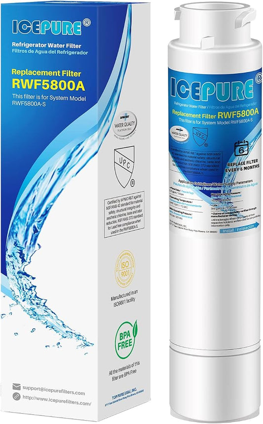 ICEPURE RWF5800A Refrigerator Water Filter Replacement for Frigidaire EPTWFU01, EWF02, Pure Source Ultra II, PureSource Ultra 2, SCWFTCTO, GP006, EPTWFUO1, MR022, JO22, BO022, TH-01, DE022, 1007 1PACK