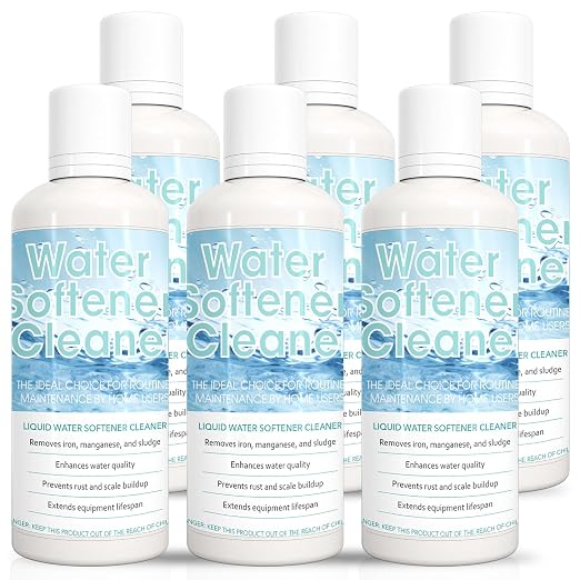 6-Pack Water Softener Cleaner Solution – Water Softener Cleaner Solution – Universal Cleanser for Hardwater Systems – Extends System Life – 4oz