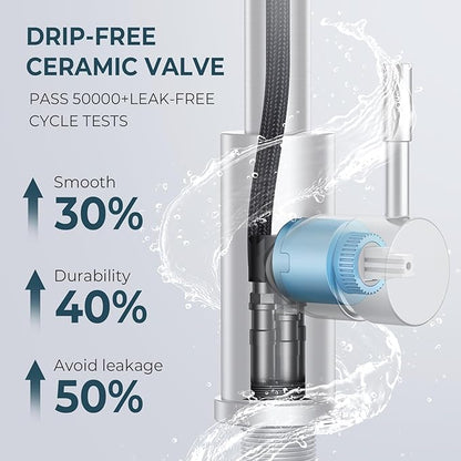 FORIOUS Kitchen Faucet and Water Filter Faucet Combo, Stainless Steel Traditional Sink Faucet with Drinking Water Faucet Fits Reverse Osmosis, Water Filtration System and Pot Filler, Brushed Nickel