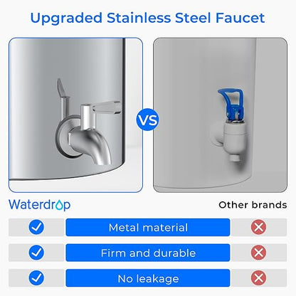 Waterdrop TK-AB Gravity Water Filter System with Silver Ions Filtration | NSF/ANSI 42&372 Standard, Reduces Chlorine, Stainless-Steel System with 2 Black Carbon Filters, 2.25G