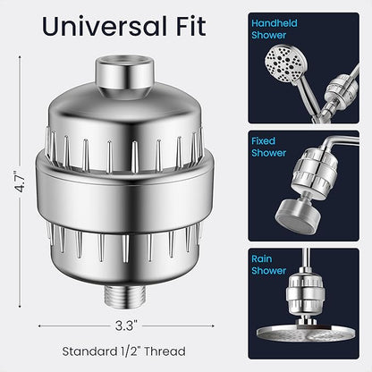 LAIFsolutions Vortex-Action Shower Filter – Advanced Redox Purification with Copper-Zinc KDF for Hard Water – Reduces Chlorine & Heavy Metals – Revitalizes Skin & Hair (KDF Shower Filter)