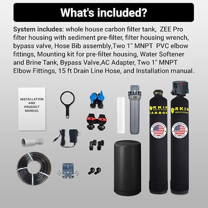 Water Softener and Whole House Carbon Filter System 1-3 Bathrooms