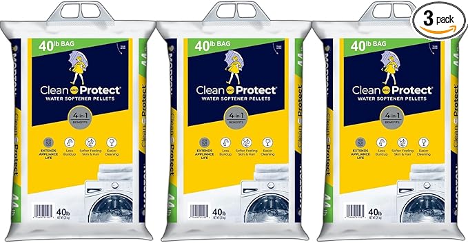 (3 Pack) - 40lb bags, Clean and Protect Water Softener Salt. Extends appliance Life; Reduces Hard Water Build Up
